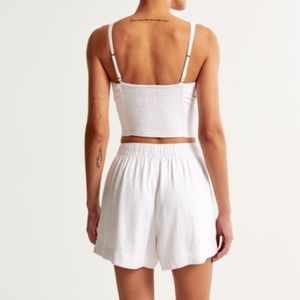 Abercrombie & Fitch White Linen-Blend Pull-On Short
